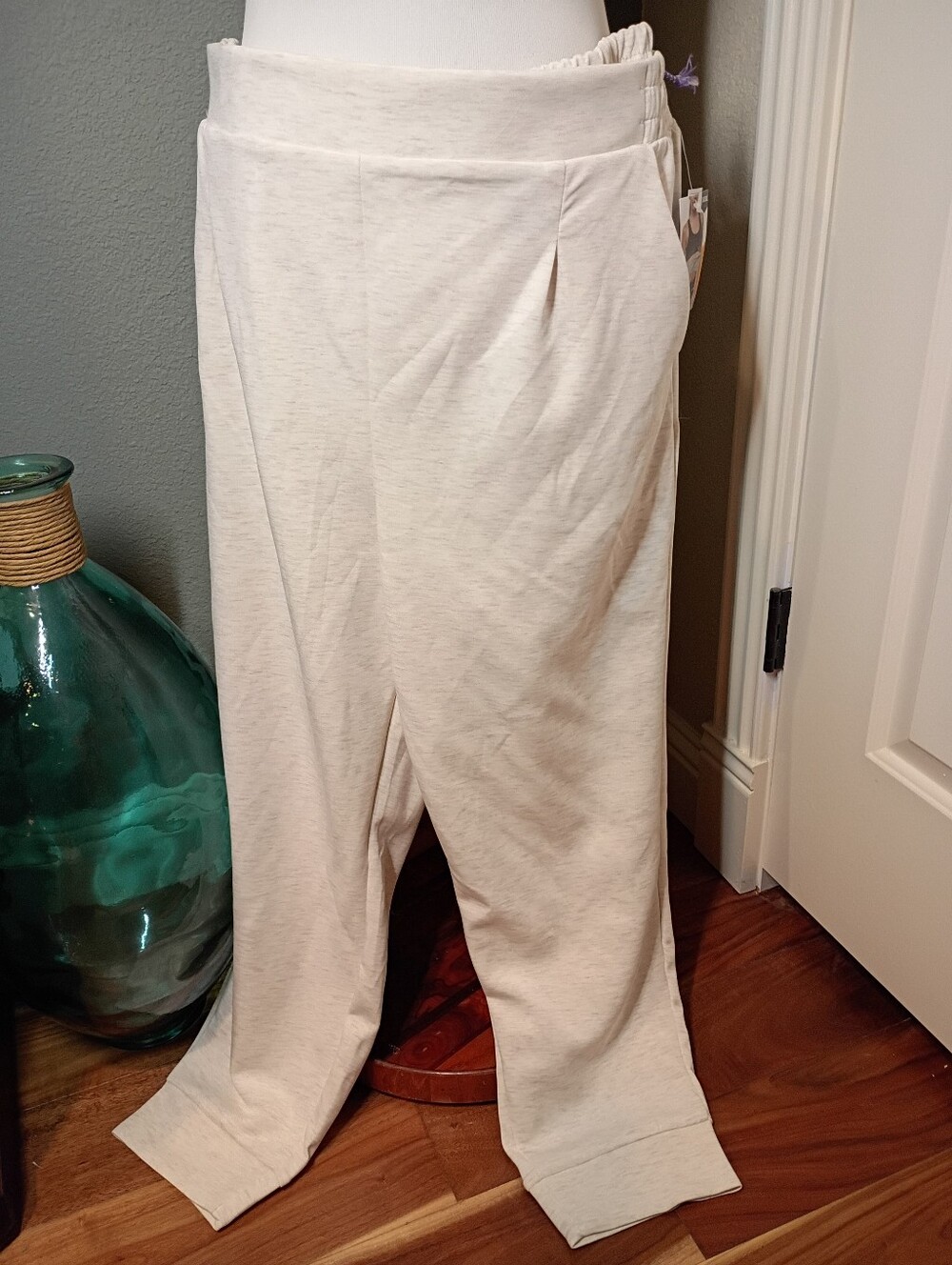 Avia wheat Heather Lounge Scuba Pleat Joggers with Side Pocket XXXL (22)